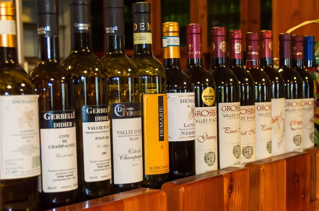 Une sélection de vins valdôtains et piémontais de notre cave